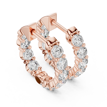 8 Pointer Each Lab Grown Round Diamond Hoop Earrings