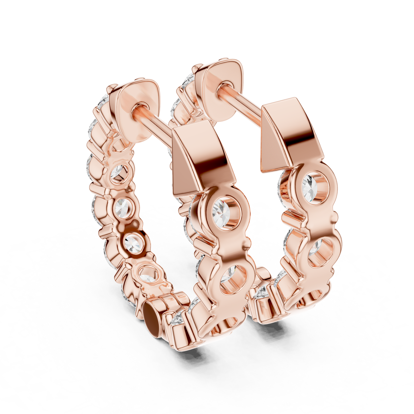 8 Pointer Each Lab Grown Round Diamond Hoop Earrings