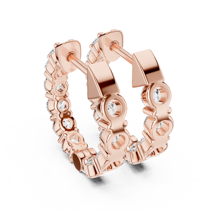 8 Pointer Each Lab Grown Round Diamond Hoop Earrings