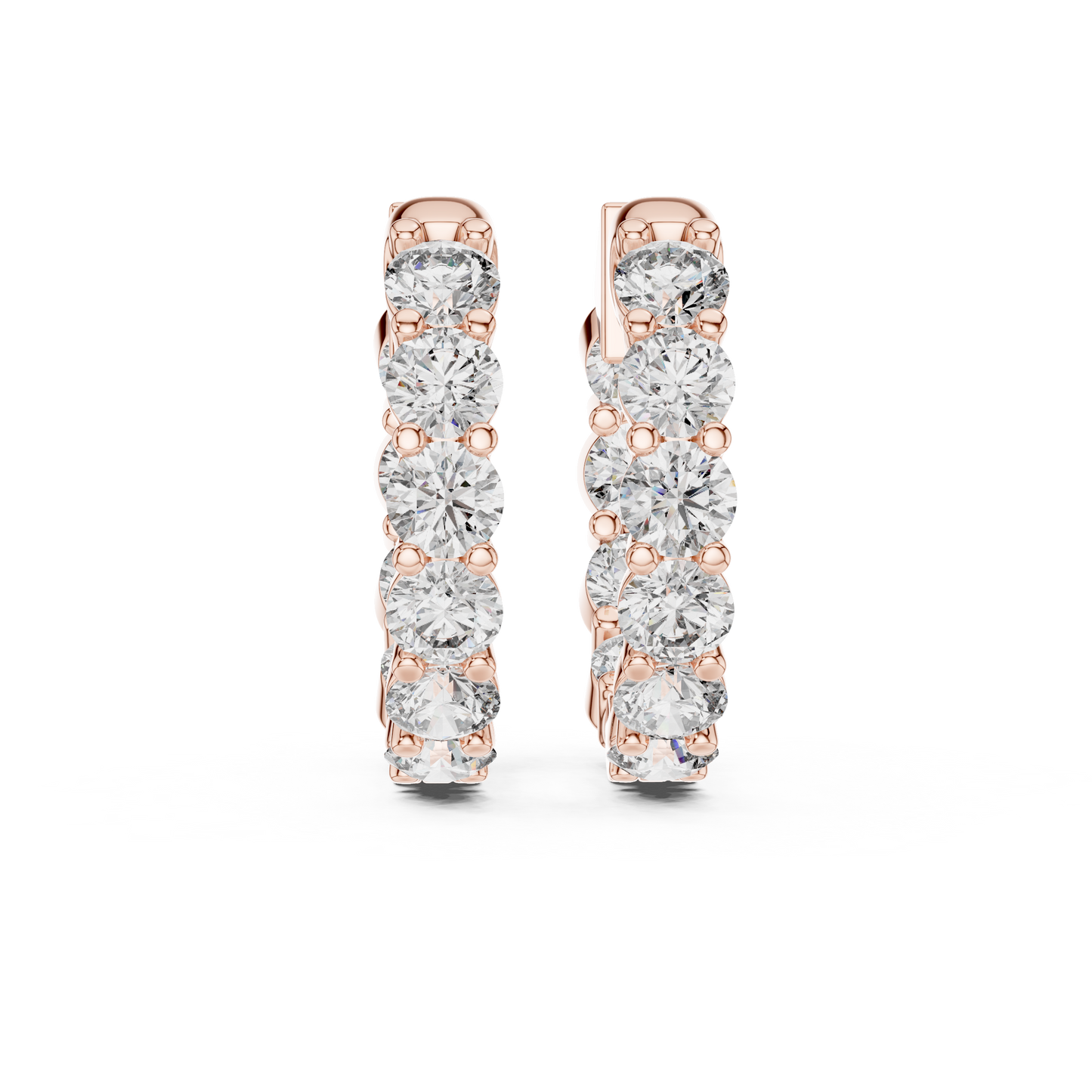8 Pointer Each Lab Grown Round Diamond Hoop Earrings