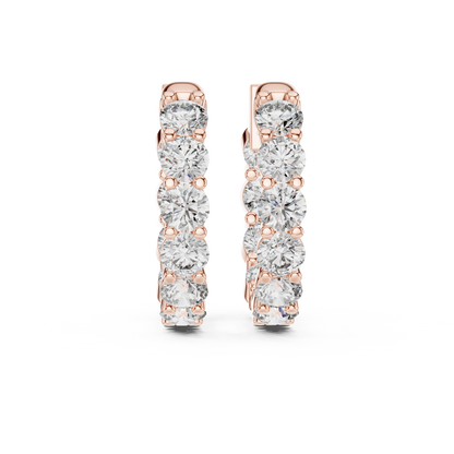 8 Pointer Each Lab Grown Round Diamond Hoop Earrings