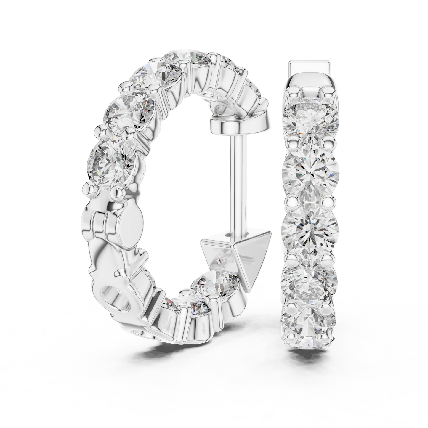 8 Pointer Each Lab Grown Round Diamond Hoop Earrings