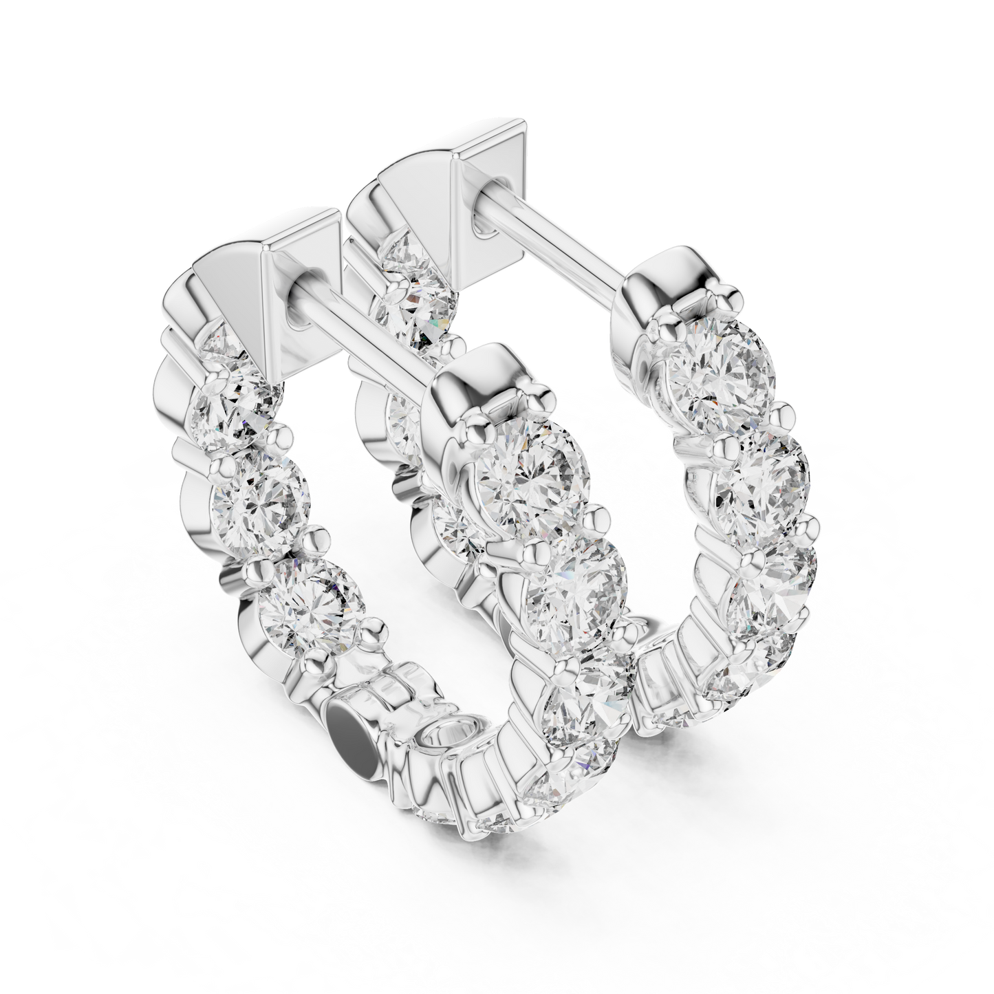 8 Pointer Each Lab Grown Round Diamond Hoop Earrings