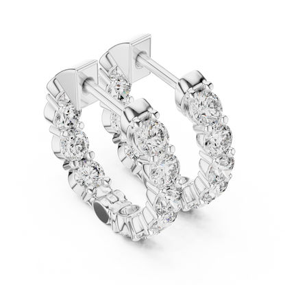 8 Pointer Each Lab Grown Round Diamond Hoop Earrings