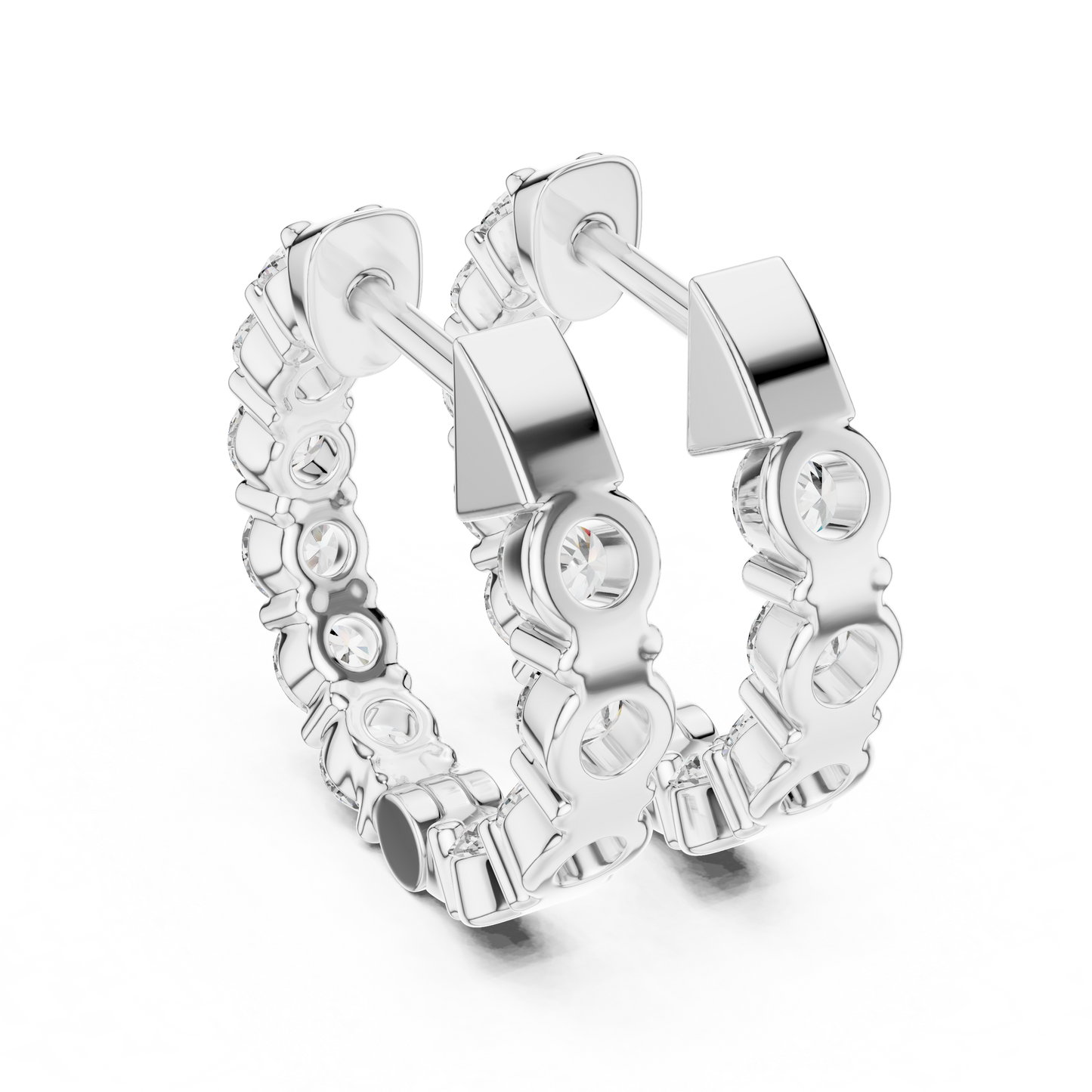 8 Pointer Each Lab Grown Round Diamond Hoop Earrings