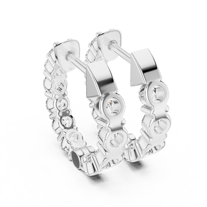 8 Pointer Each Lab Grown Round Diamond Hoop Earrings
