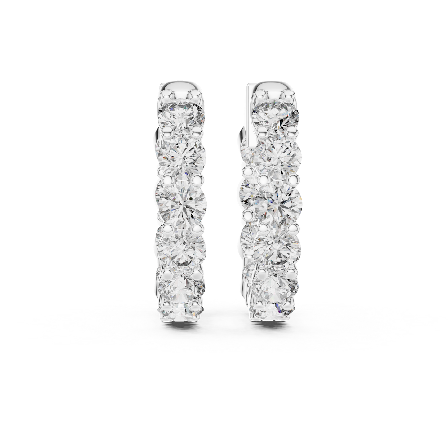 8 Pointer Each Lab Grown Round Diamond Hoop Earrings