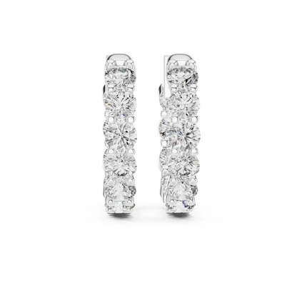8 Pointer Each Lab Grown Round Diamond Hoop Earrings