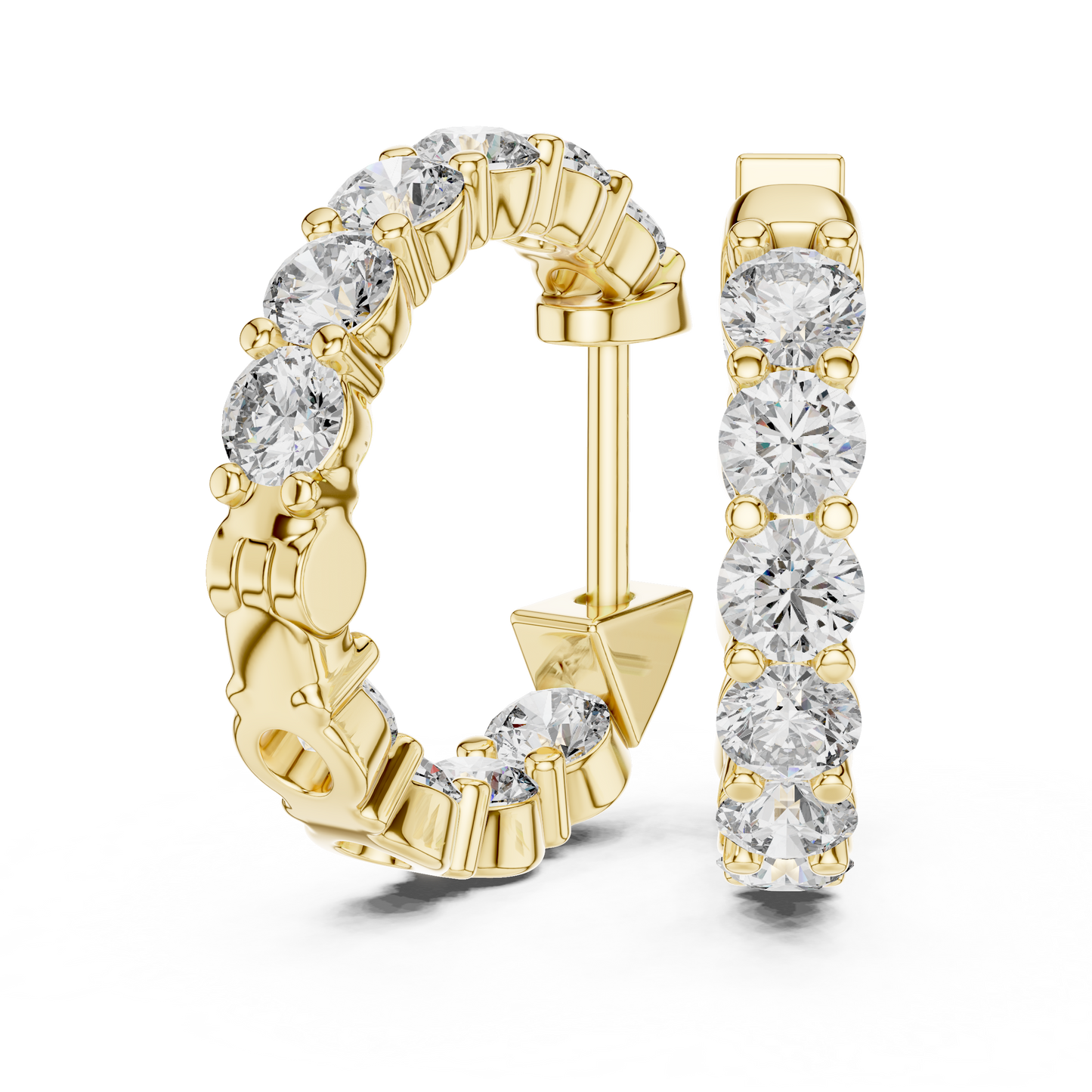 8 Pointer Each Lab Grown Round Diamond Hoop Earrings