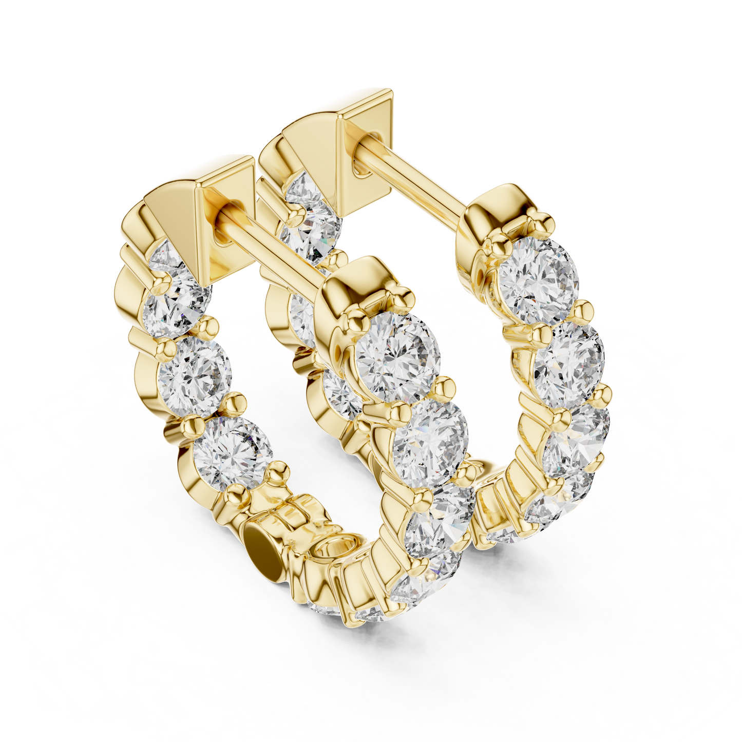 8 Pointer Each Lab Grown Round Diamond Hoop Earrings