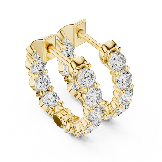 8 Pointer Each Lab Grown Round Diamond Hoop Earrings