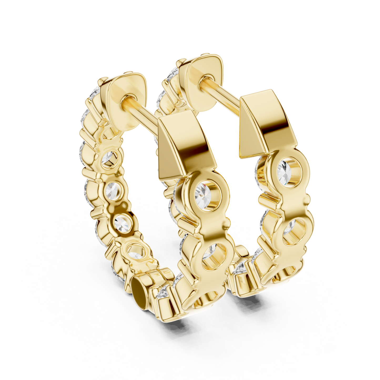 8 Pointer Each Lab Grown Round Diamond Hoop Earrings