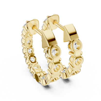 8 Pointer Each Lab Grown Round Diamond Hoop Earrings