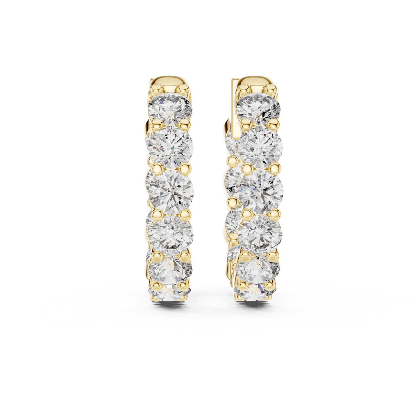 8 Pointer Each Lab Grown Round Diamond Hoop Earrings