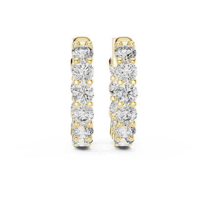 8 Pointer Each Lab Grown Round Diamond Hoop Earrings