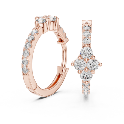 Luxury Gold Hoop Earrings | Round-Cut Diamond Cluster Design