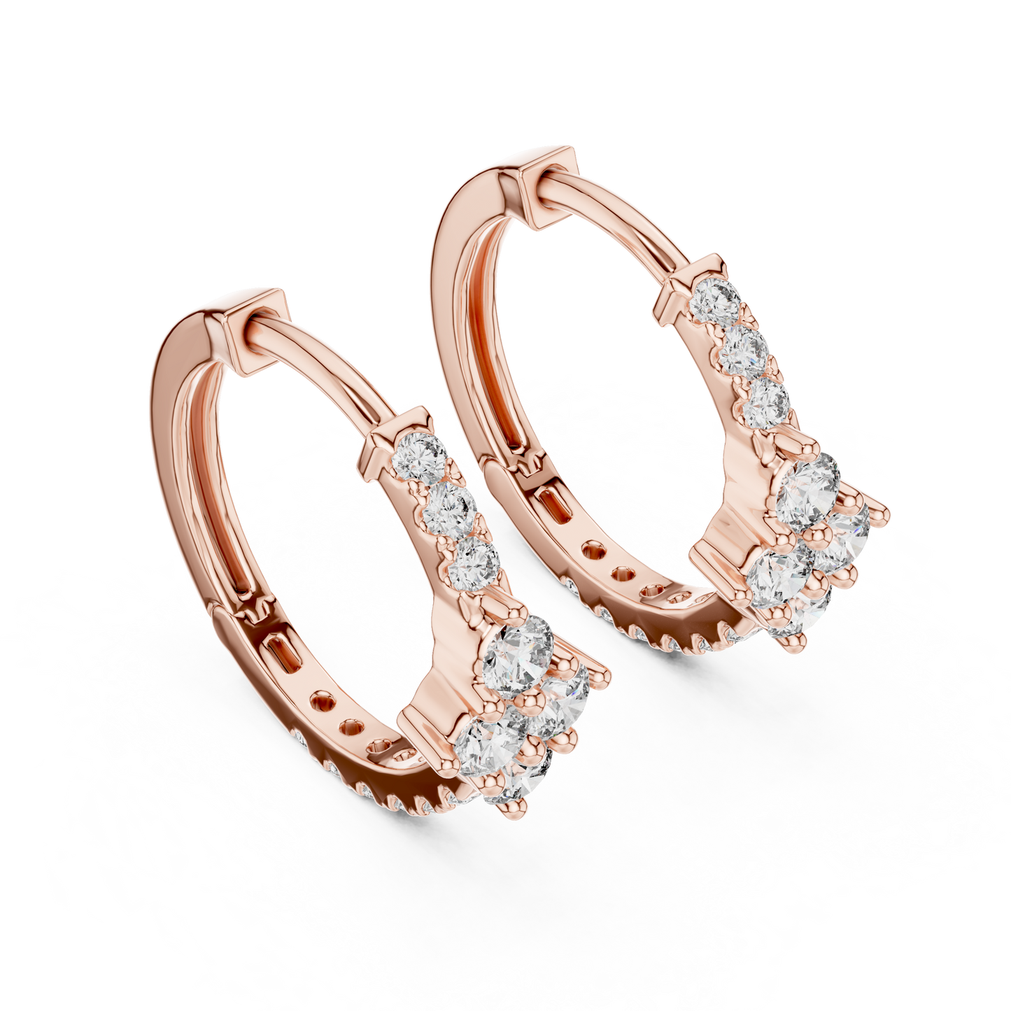 Luxury Gold Hoop Earrings | Round-Cut Diamond Cluster Design