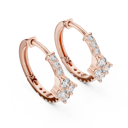 Luxury Gold Hoop Earrings | Round-Cut Diamond Cluster Design