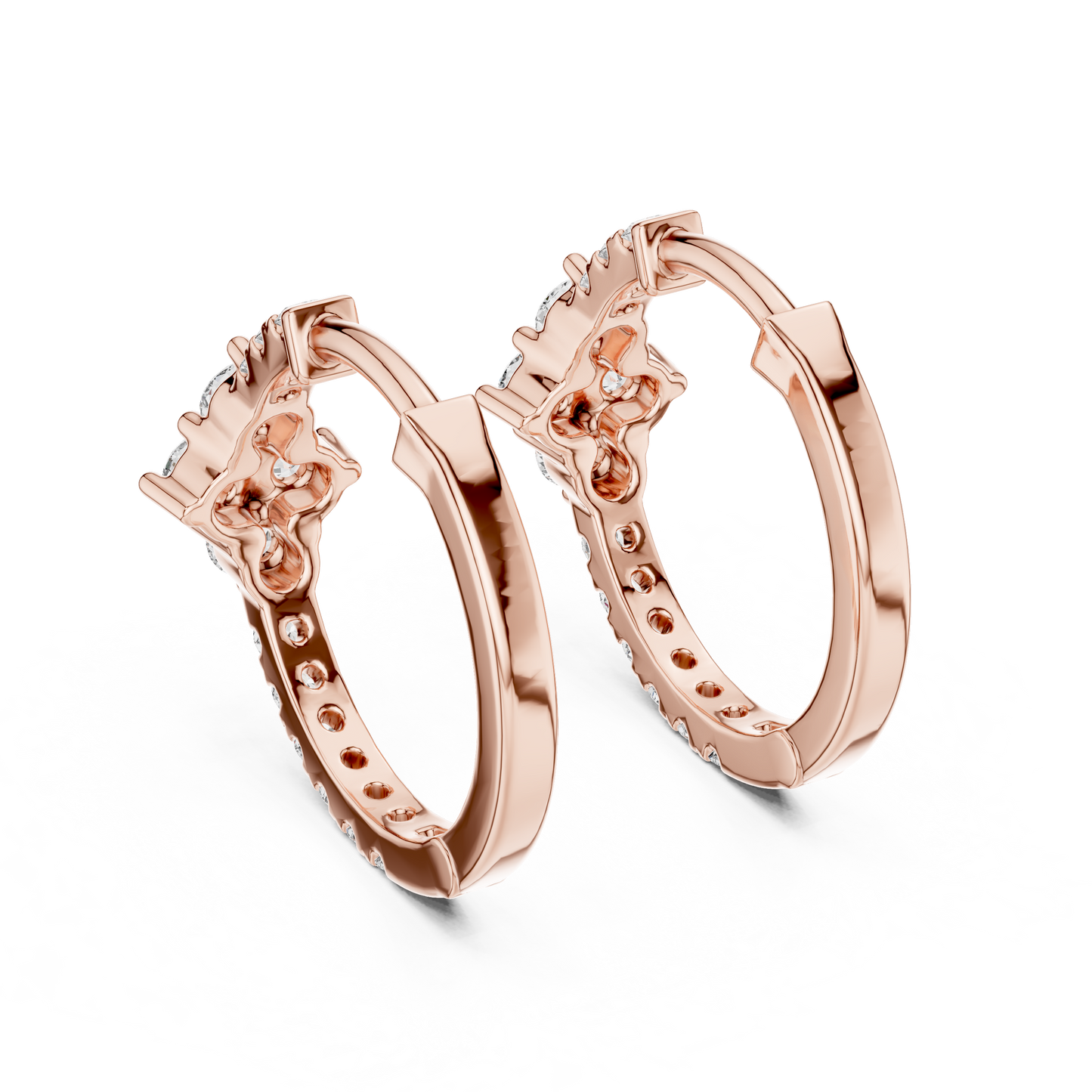 Luxury Gold Hoop Earrings | Round-Cut Diamond Cluster Design