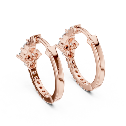 Luxury Gold Hoop Earrings | Round-Cut Diamond Cluster Design