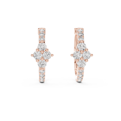 Luxury Gold Hoop Earrings | Round-Cut Diamond Cluster Design