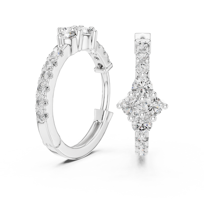 Luxury Gold Hoop Earrings | Round-Cut Diamond Cluster Design