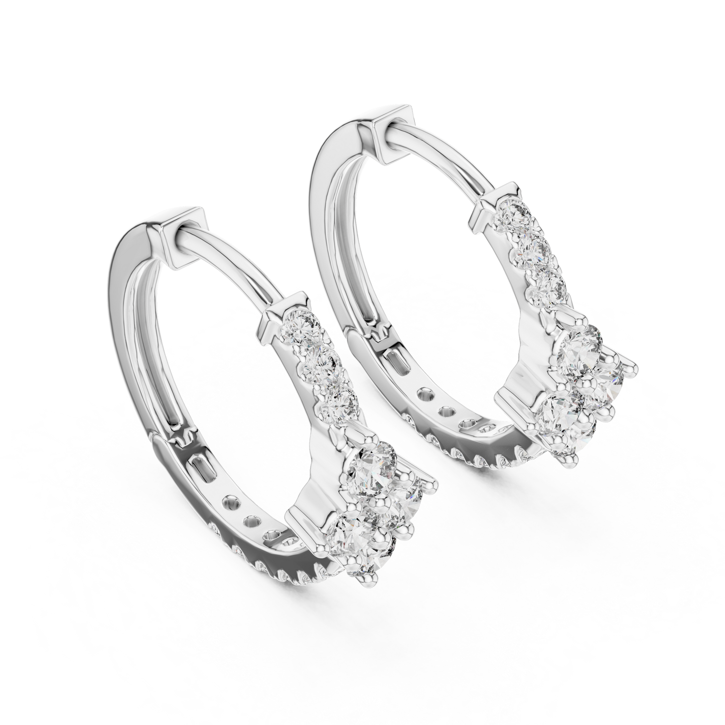 Luxury Gold Hoop Earrings | Round-Cut Diamond Cluster Design