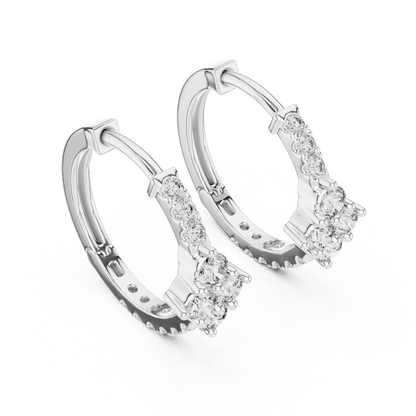 Luxury Gold Hoop Earrings | Round-Cut Diamond Cluster Design