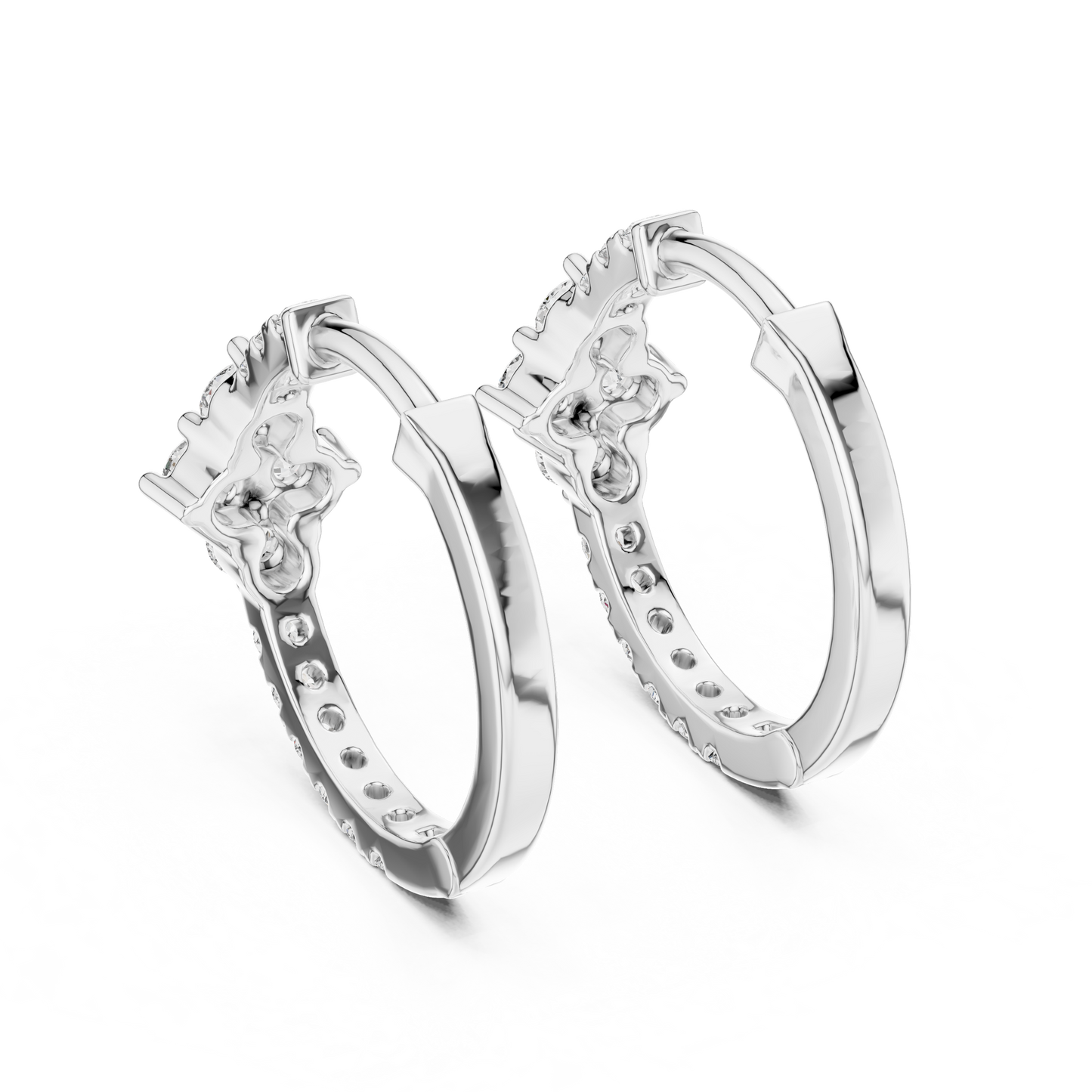 Luxury Gold Hoop Earrings | Round-Cut Diamond Cluster Design
