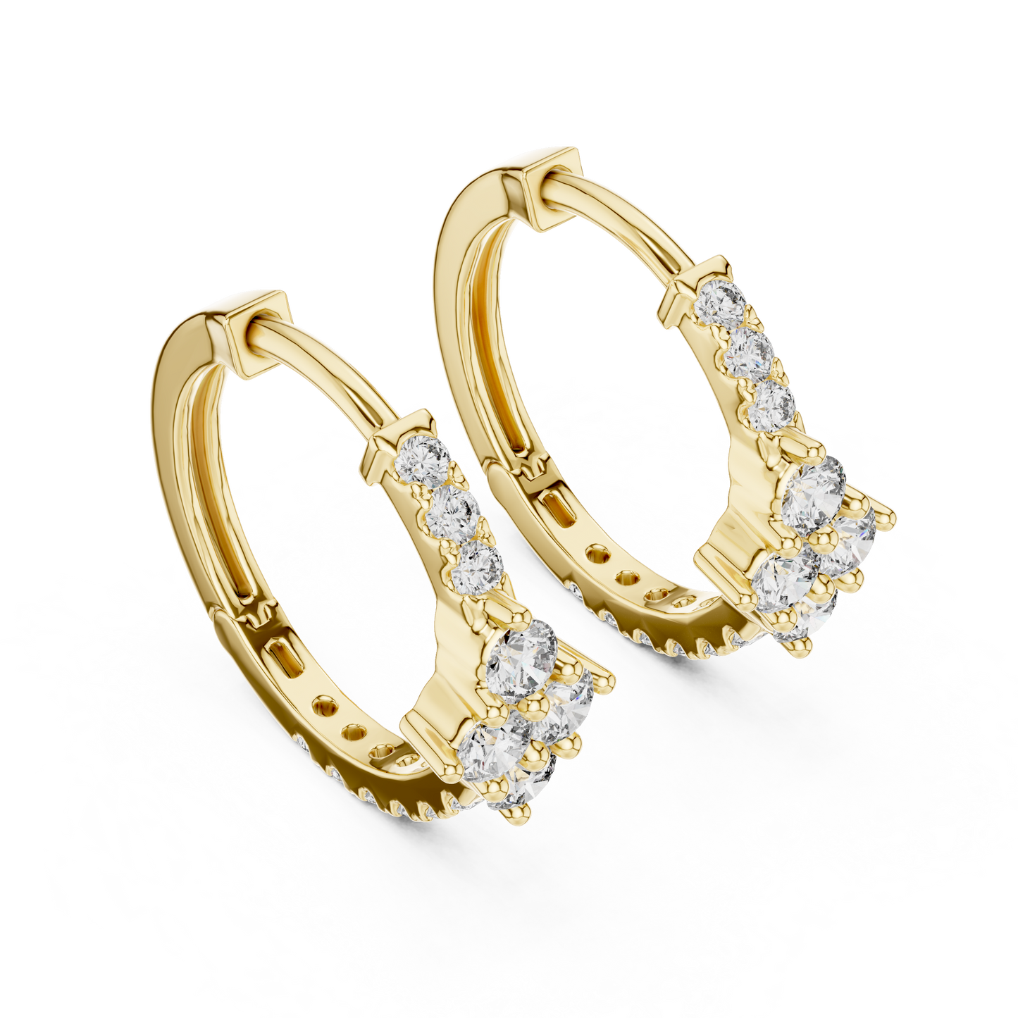 Luxury Gold Hoop Earrings | Round-Cut Diamond Cluster Design