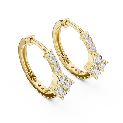 Luxury Gold Hoop Earrings | Round-Cut Diamond Cluster Design