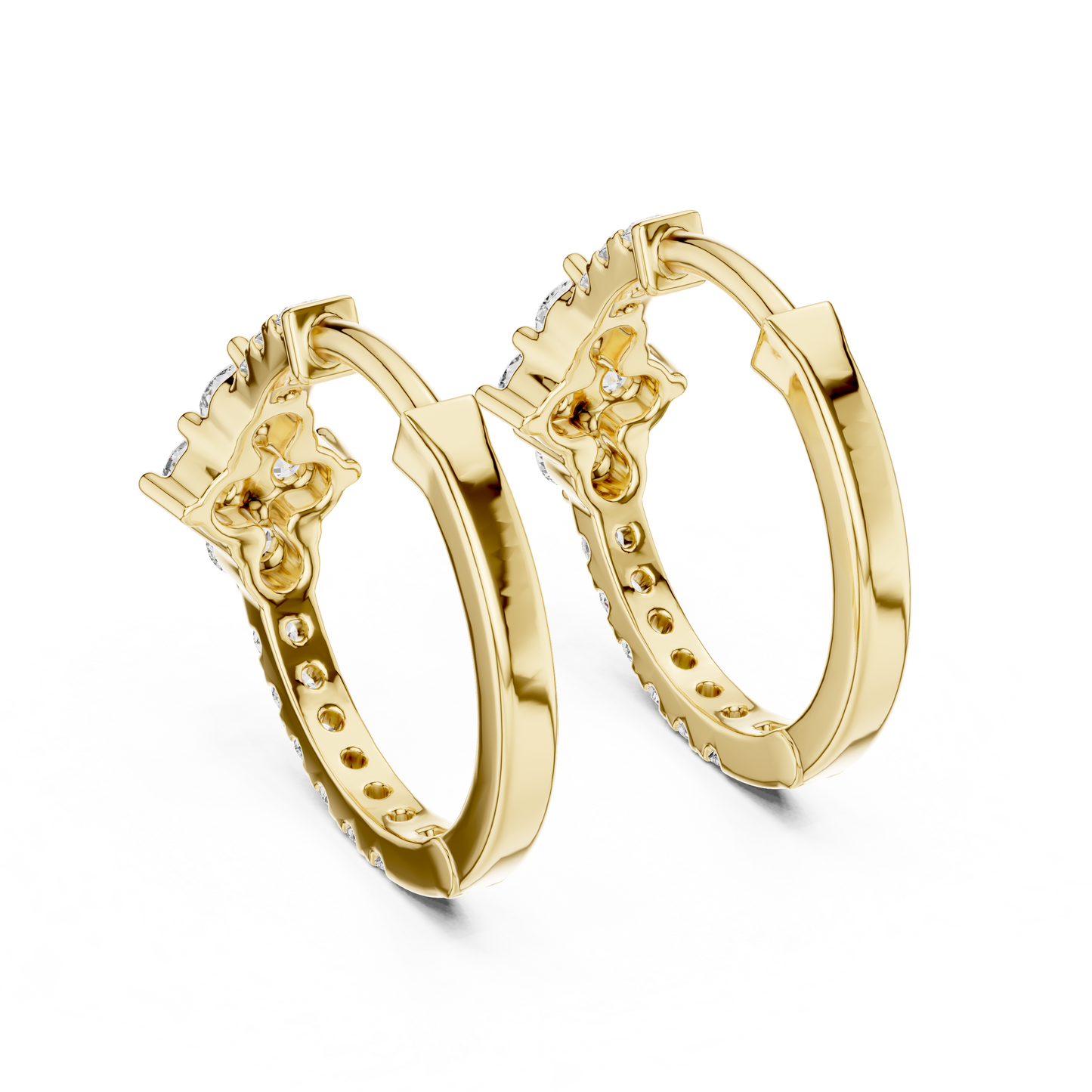 Luxury Gold Hoop Earrings | Round-Cut Diamond Cluster Design