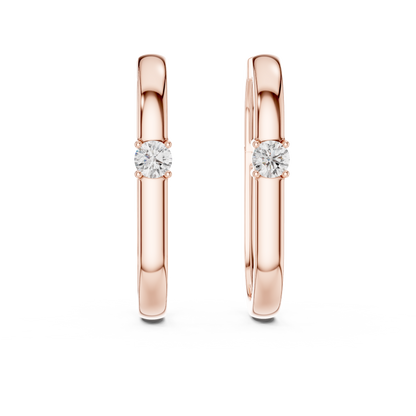 Rose Gold Hoop Earrings with Round-Cut Diamonds