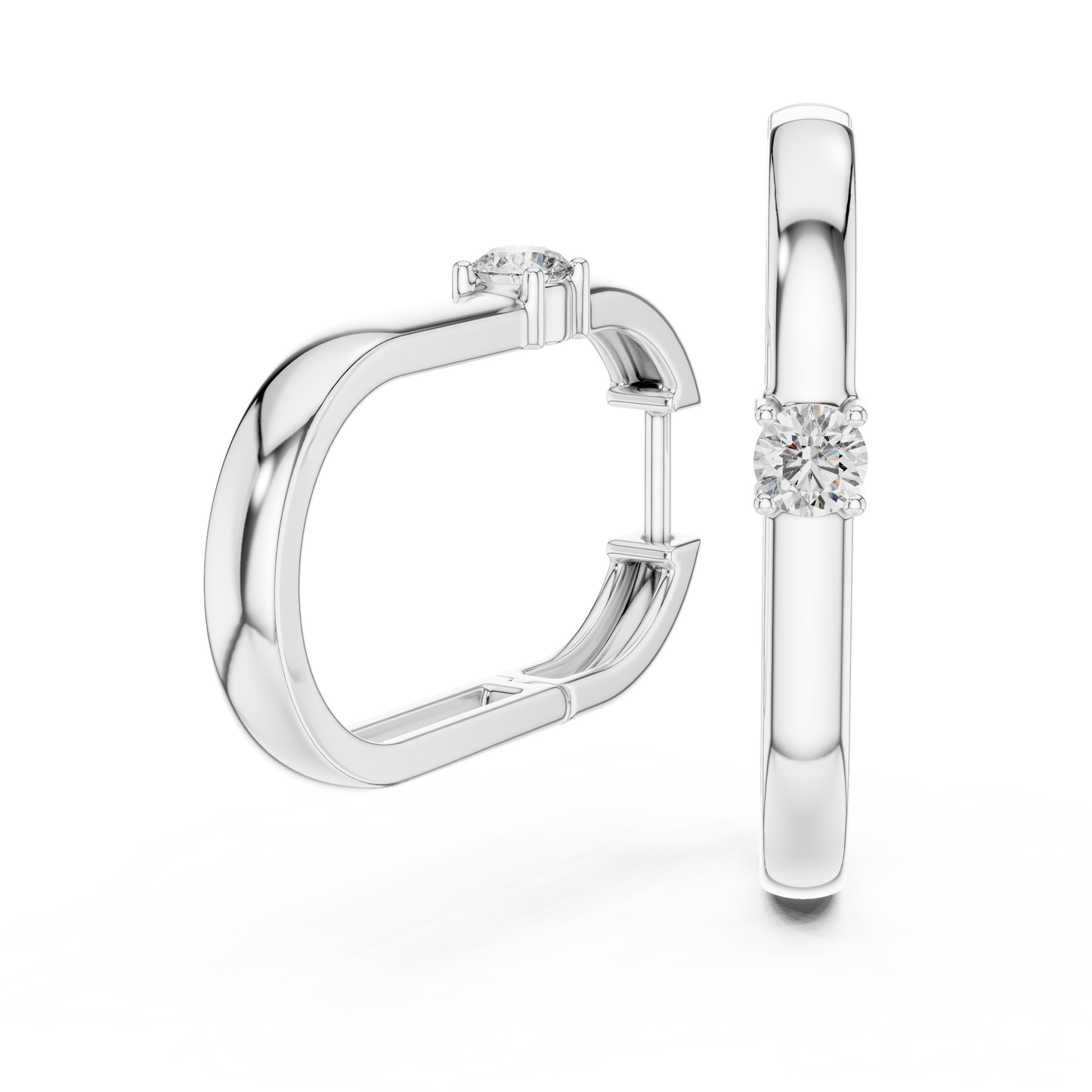 Rose Gold Hoop Earrings with Round-Cut Diamonds