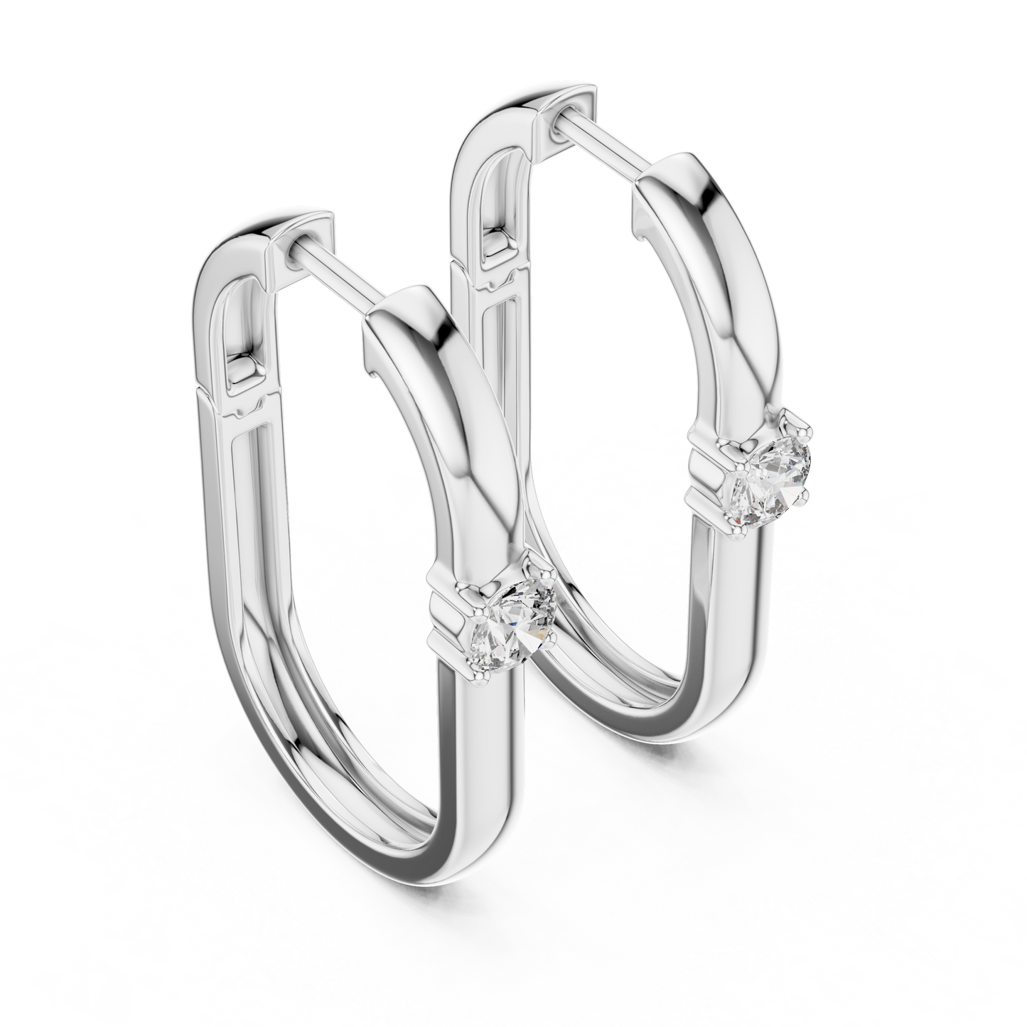 Rose Gold Hoop Earrings with Round-Cut Diamonds