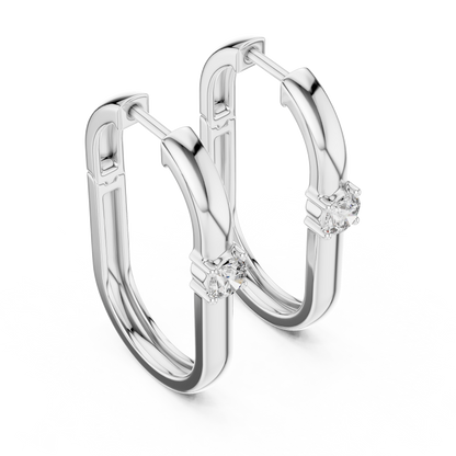 Rose Gold Hoop Earrings with Round-Cut Diamonds