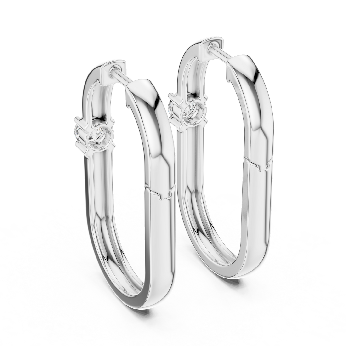 Rose Gold Hoop Earrings with Round-Cut Diamonds