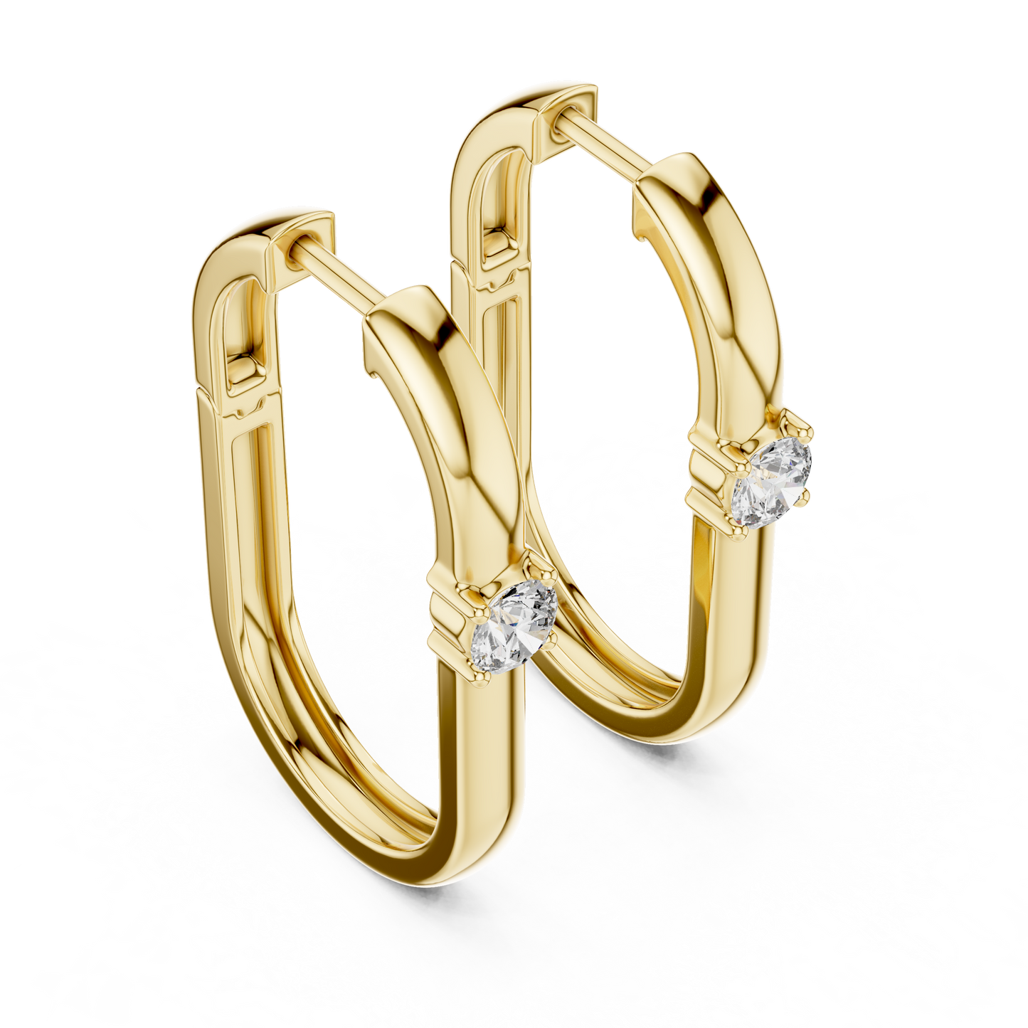 Rose Gold Hoop Earrings with Round-Cut Diamonds