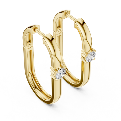 Rose Gold Hoop Earrings with Round-Cut Diamonds