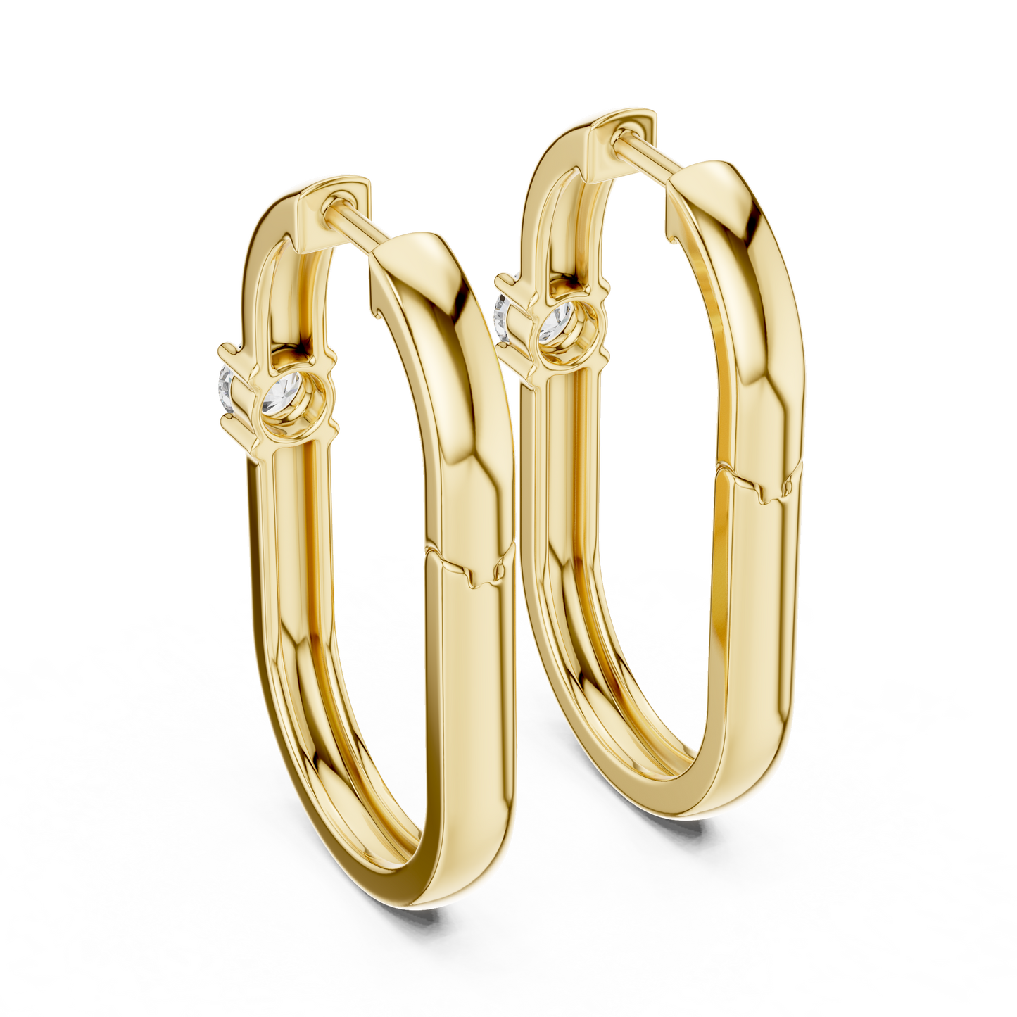 Rose Gold Hoop Earrings with Round-Cut Diamonds