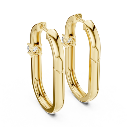 Rose Gold Hoop Earrings with Round-Cut Diamonds
