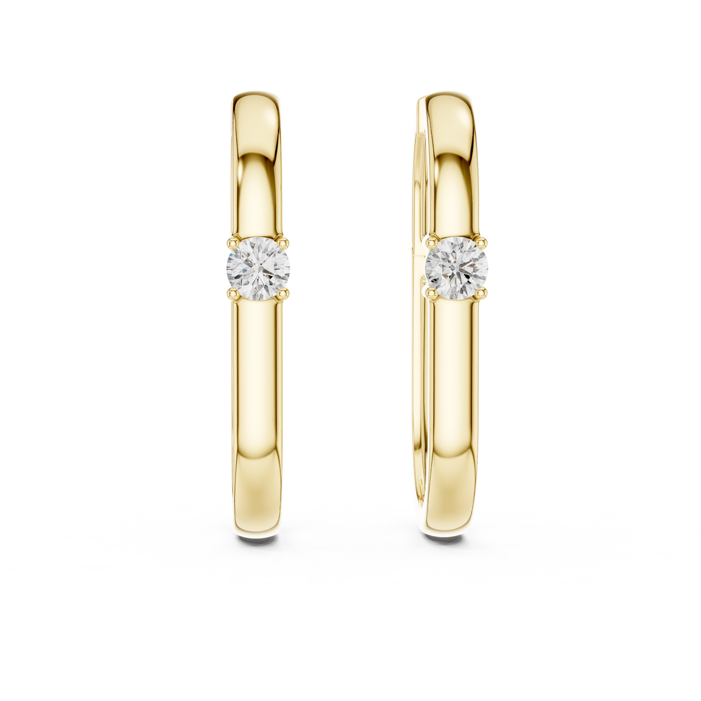 Rose Gold Hoop Earrings with Round-Cut Diamonds