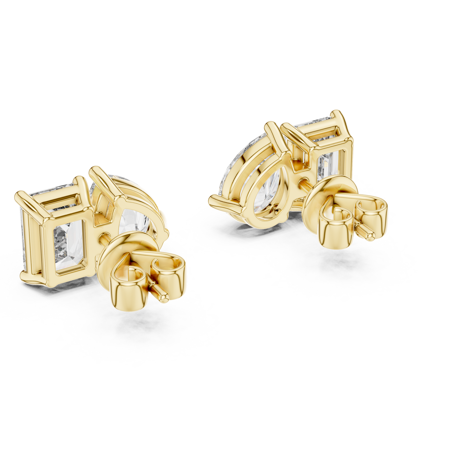 Emerald Cut and Pear Cut Toi Et Moi Diamond Earrings