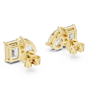 Emerald Cut and Pear Cut Toi Et Moi Diamond Earrings
