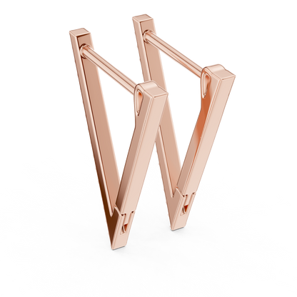 Rose Gold Geometric Hoop Earrings with Round Diamond Accents