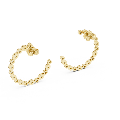 14K Rose Gold Round Diamond Open Hoop Earrings