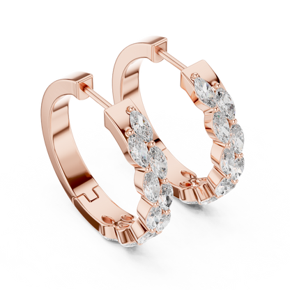 Luxury Marquise Diamond Hoop Earrings in Yellow Gold