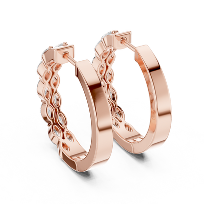 Luxury Marquise Diamond Hoop Earrings in Yellow Gold