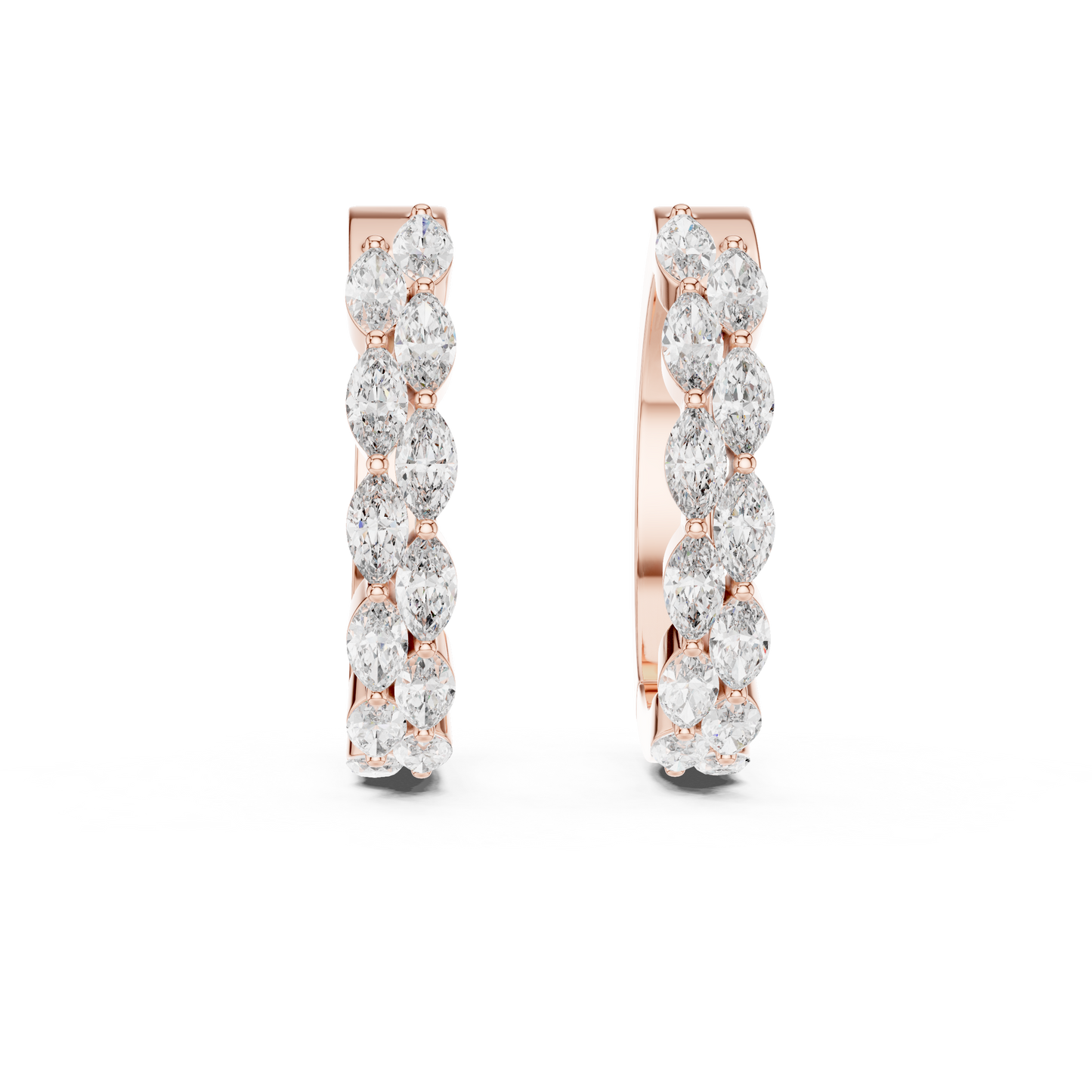 Luxury Marquise Diamond Hoop Earrings in Yellow Gold
