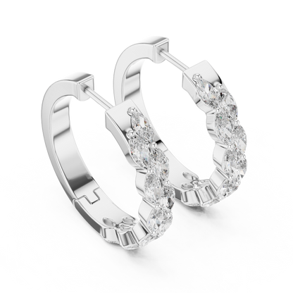 Luxury Marquise Diamond Hoop Earrings in Yellow Gold